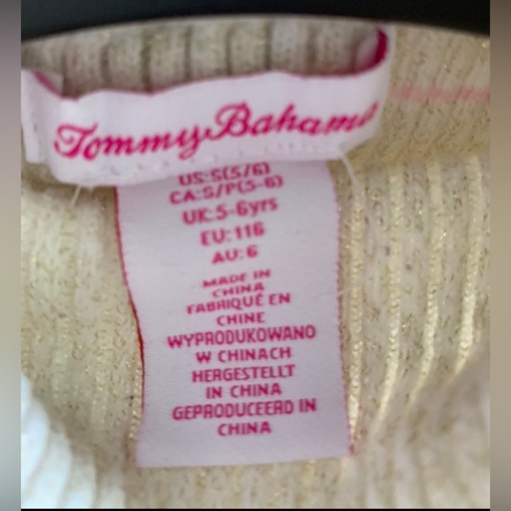 Tommy Bahama Girls 2 Piece Sweater Skirt Set Striped Cream Pink Teal Size 5-6 - Picture 5 of 5